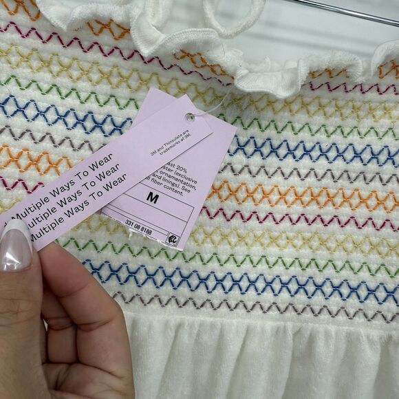 Wild Fable White Terry Cloth Halter Swim Coverup Dress Size Medium Coastal - Picture 7 of 10